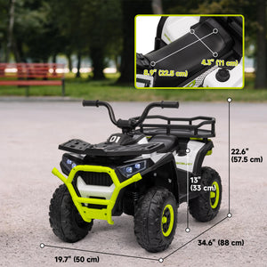 Kids ATV, 12V Battery Powered Electric Toy with Spring Suspension, Storage Basket, High &amp; Low Speed, Green