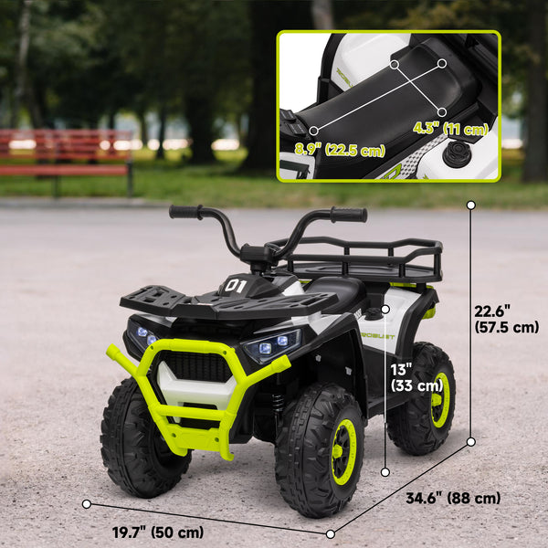 Kids ATV, 12V Battery Powered Electric Toy with Spring Suspension, Storage Basket, High &amp; Low Speed, Green