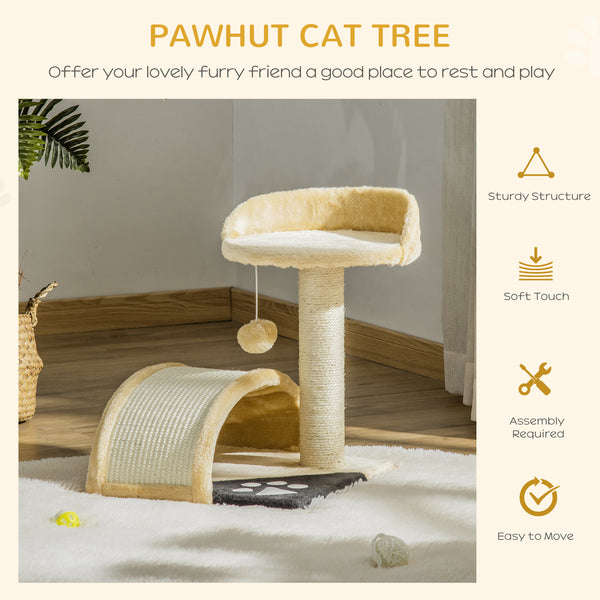 43cm Cat Tree with Hanging Toy, Beige 