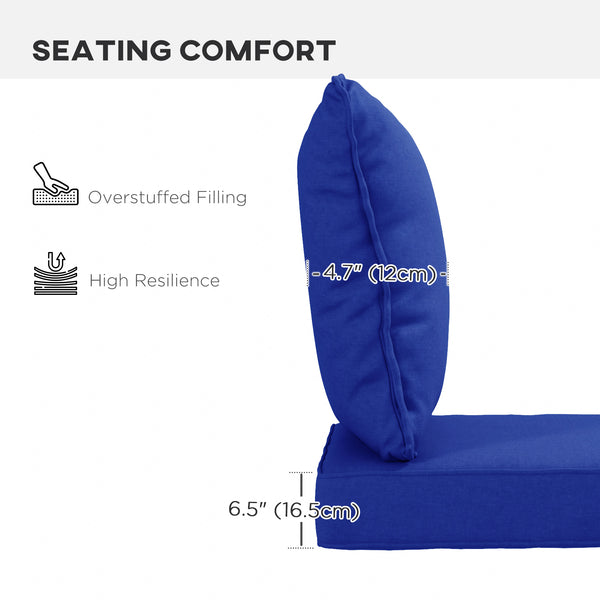 Set of 4 Replacement Patio Chair Cushions with Back, Navy Blue