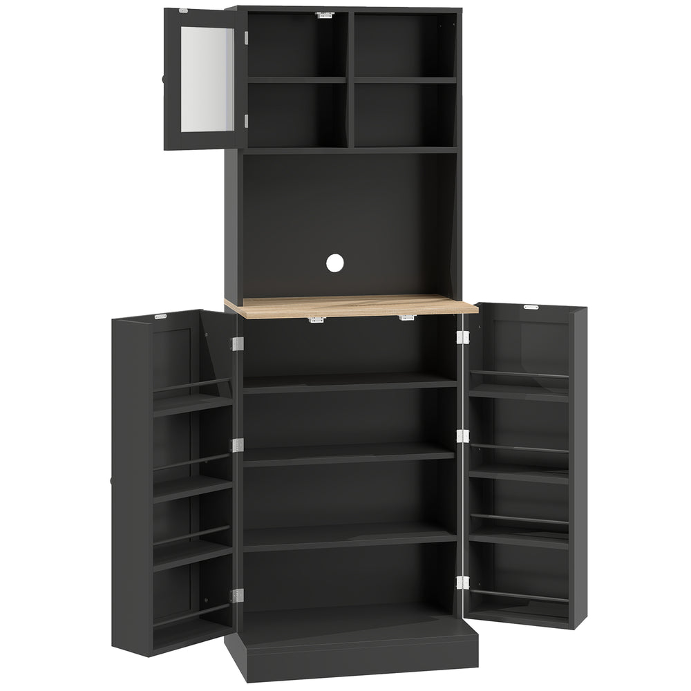169 cm high kitchen cabinet with adjustable shelves, black
