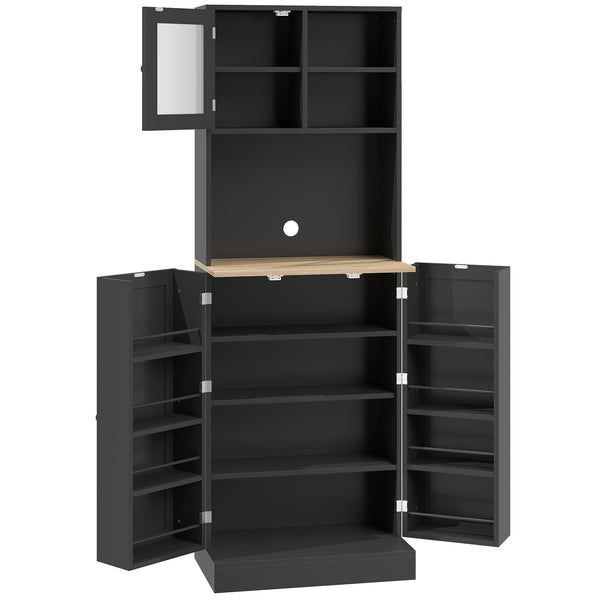 169 cm high kitchen cabinet with adjustable shelves, black