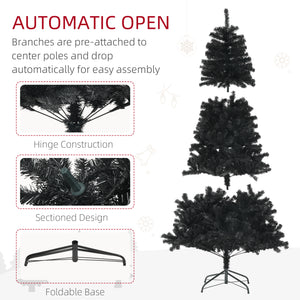 7.5ft Black Artificial Christmas Trees with Automatic Opening