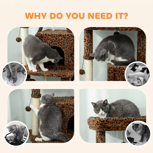 52-inch cat tree with condo, bed, sisal scratching posts and platforms