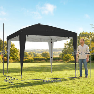 10 x 10 Pop-Up Canopy Tent with Center Light, UPF 50+ Protection, Remote Control, Black