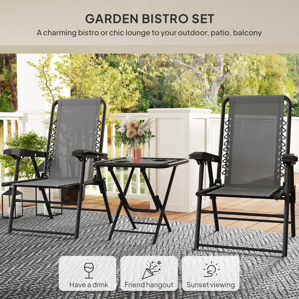 Outdoor folding metal table and chairs set with cup holders