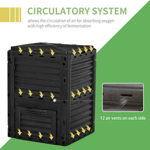 80 gallon (303 litre) garden composter, black.