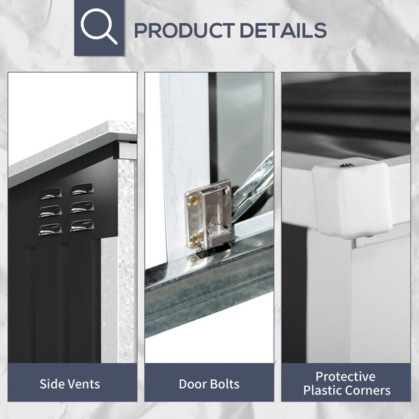 Outdoor bin shelter with double doors and ventilation, for 2 bins, dark grey