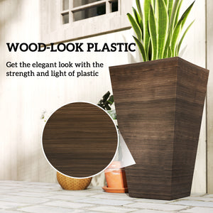 Set of 3 tall planters, brown