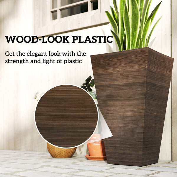 Set of 3 tall planters, brown