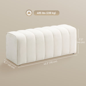 Upholstered bedroom bench, cream white