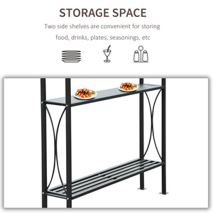 Two-tier barbecue gazebo with shelf, brown 