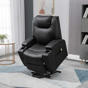 PU Leather Electric Lift Chair with Footrest, Black