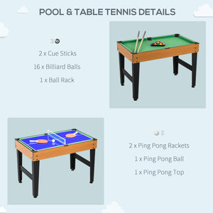 4-in-1 multifunctional game table with billiards, air hockey, table tennis and table football