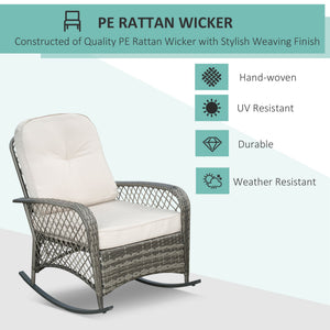Rattan rocking chair with thick cushions