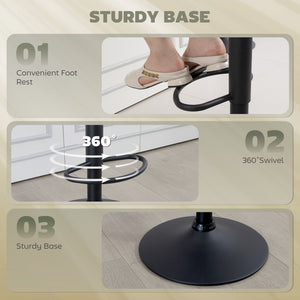 Adjustable black faux leather bar stools, set of 2