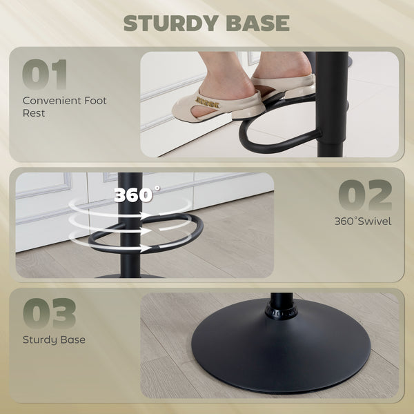 Adjustable black faux leather bar stools, set of 2