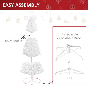 7ft White Artificial Christmas Tree with 1,230 Branches and Metal Stand