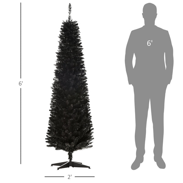 6ft Slim Black Artificial Christmas Tree