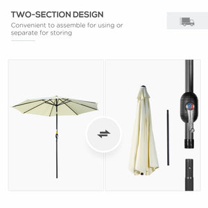 10-foot round parasol with crank, tiltable, beige 
