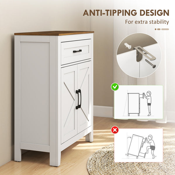 Bathroom cabinet with drawer, white and walnut