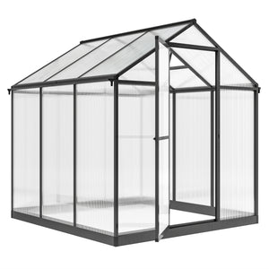 6' x 8' x 6.4' Walk-In Greenhouse Polycarbonate Panels and Aluminum Frame, Anthracite Gray