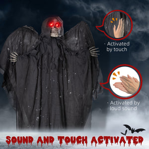 Life-Size Grim Reaper 6.4ft Winged Animated Outdoor Halloween Decoration with Light-Up Eyes