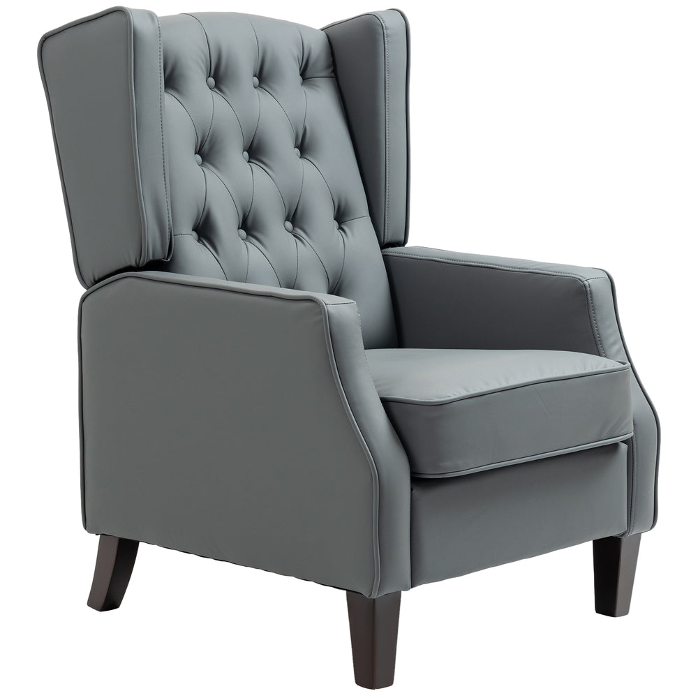 Modern faux leather accent chair with thick padding, gray