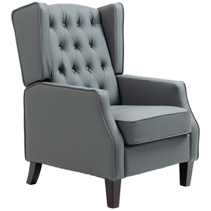 Modern faux leather accent chair with thick padding, gray