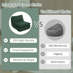 Ultra High Density Foam Floor Sofa Armless Green