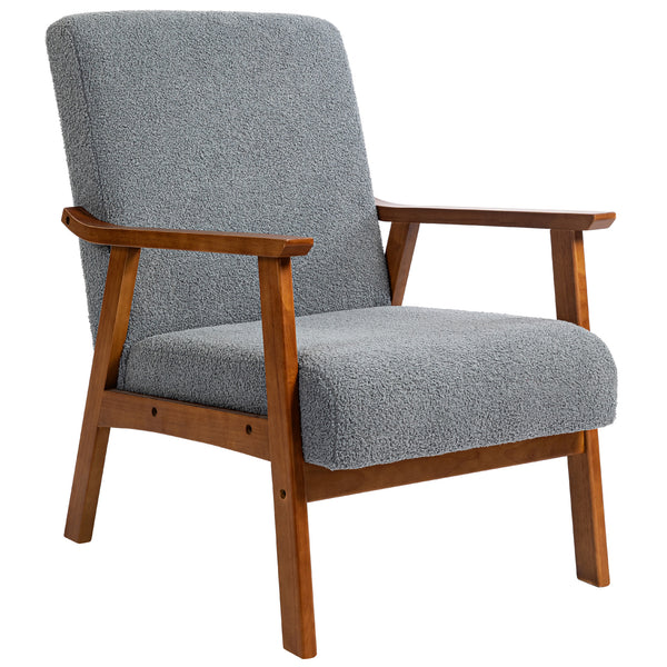 Living room armchair with wide seat and thick padding, gray