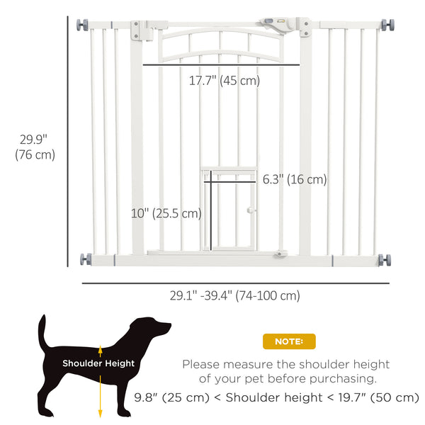 Self-closing pet gate, white