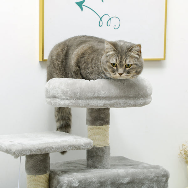 Large 124cm Cat Tree for Indoor Cats, Light Grey
