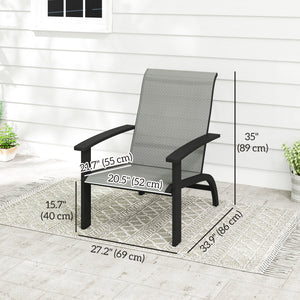 Muskoka Outdoor Adirondack Chair with Aluminum Frame, Mesh Seat, High Back for Garden and Patio, Dark Gray
