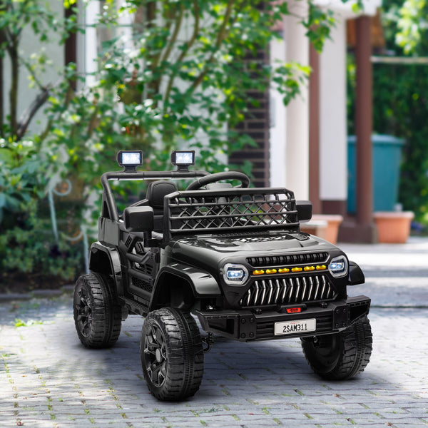 12V electric car with remote control and music, black