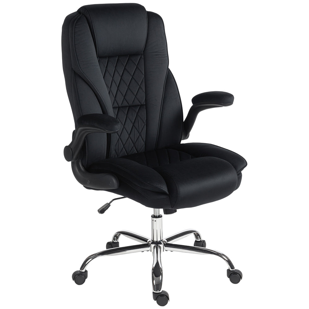 Black diamond pattern fabric office chair.
