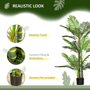 Artificial potted Areca palm tree with 21 leaves for indoor decoration, green