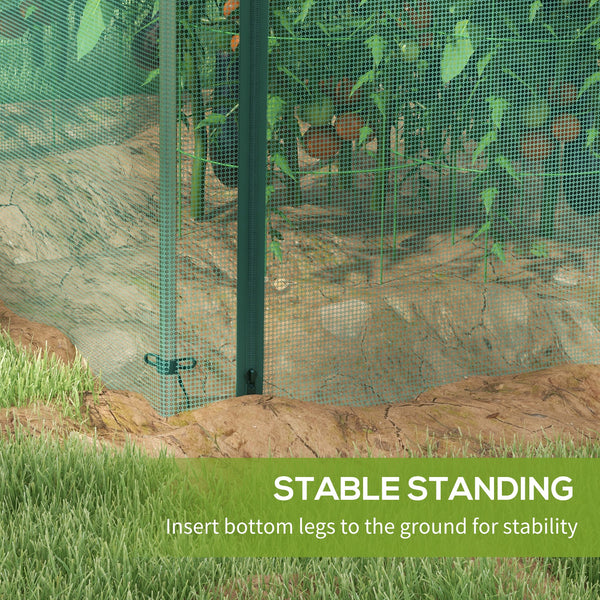 Plant protection tent with zippered door, green