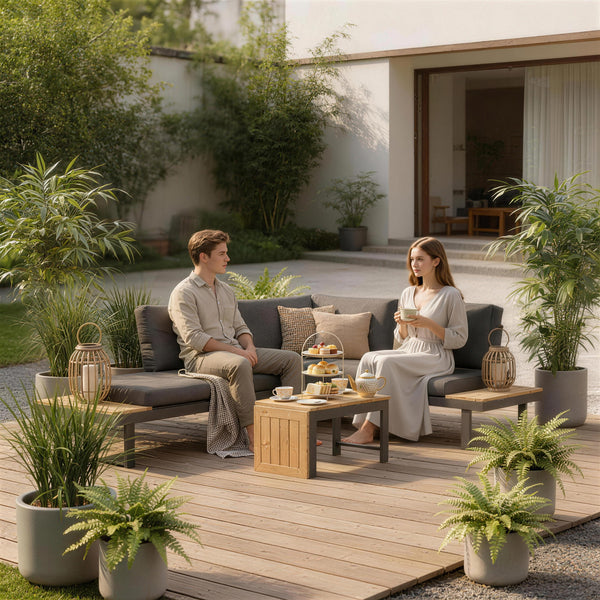 3-piece aluminum corner garden furniture set