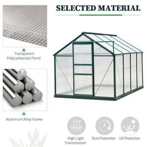 Transparent polycarbonate greenhouse with sliding door