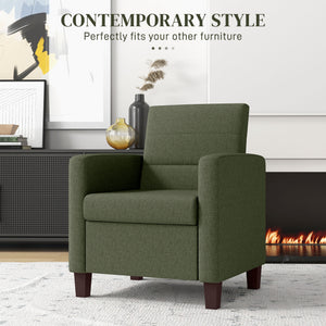 Fabric armchair with seat cushion and non-slip glides, dark green