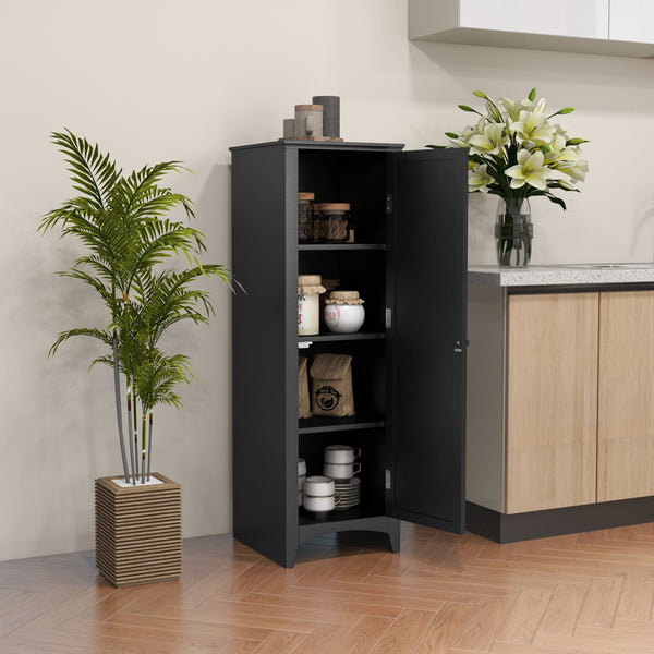 Storage unit with 4 tiered shelves, black