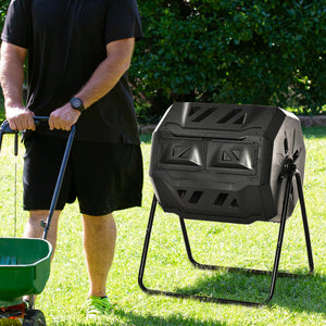 43-gallon (160 L) rotating composter, black