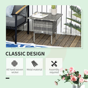 Patio coffee table in woven resin, heather grey