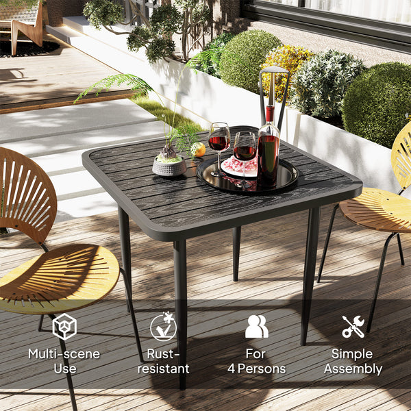 Square metal dining table, black