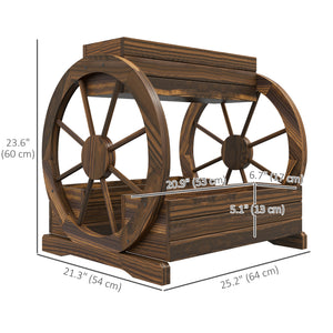 Two-tier raised wooden planter with drainage holes