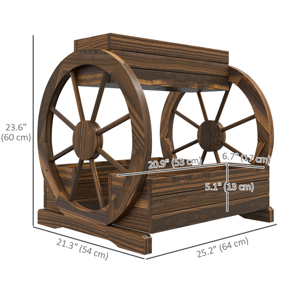 Two-tier raised wooden planter with drainage holes