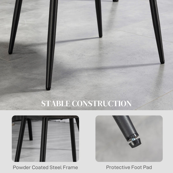 Set of 4 Retro Upholstered Faux Leather Dining Chairs