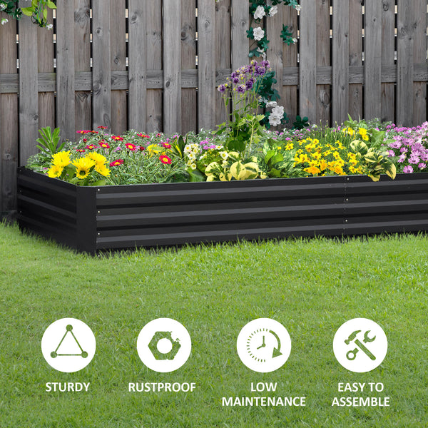 Galvanized raised planter, grey