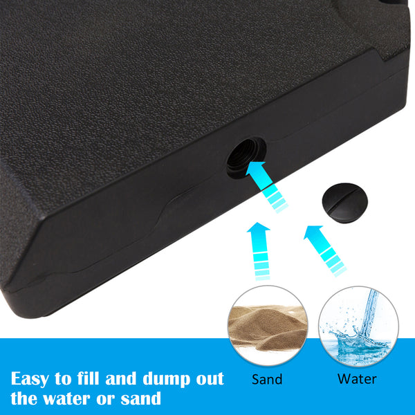 Set of 4 offset parasol bases to fill with sand or water Black